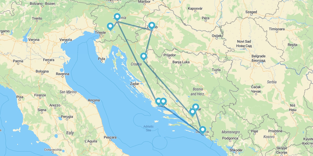 Percorso attraverso la Croazia, Slovenia e Bosnia