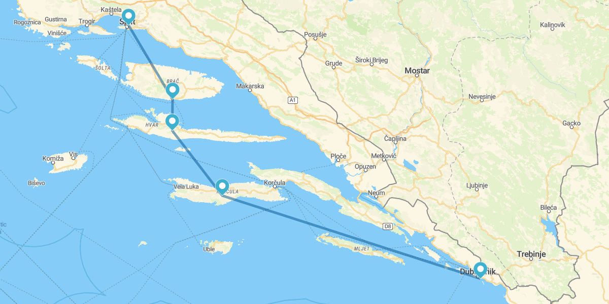 Da Dubrovnik a Spalato con Korčula, Hvar e Brač in traghetto