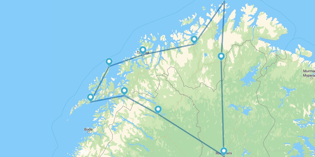 Percorso della Lapponia, Capo Nord e Isole Lofoten