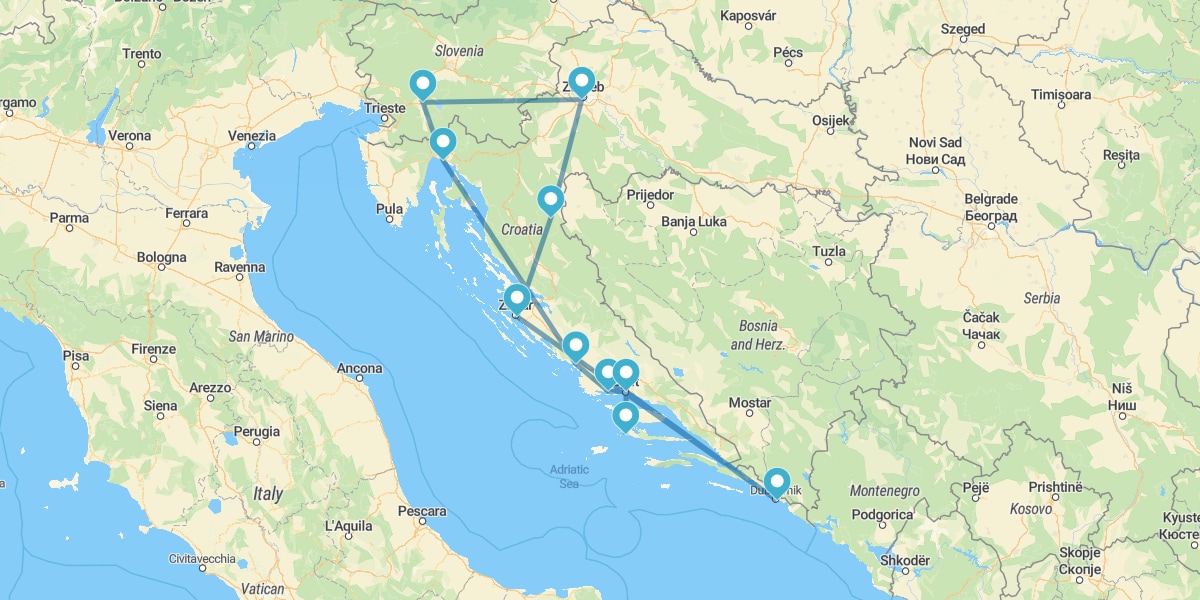 Percorso alla scoperta della Regione della Dalmazia