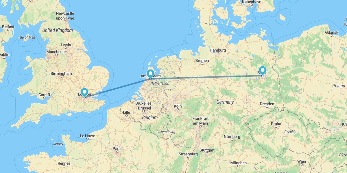 Londra, Amsterdam e Berlino in aereo