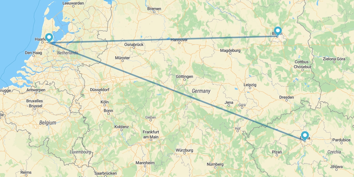 Praga, Amsterdam e Berlino in aereo