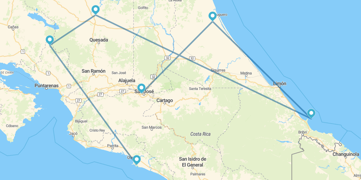 Tortuguero, Caraibi, Arenal, Monteverde e Manuel Antonio