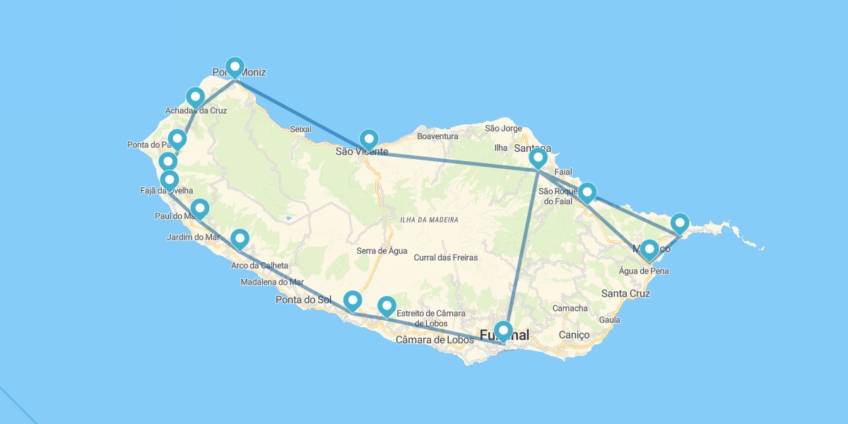 Percorso lungo la Costa Settentrionale, Porto Moniz e Funchal