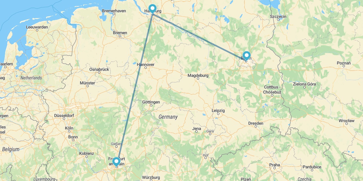 Francoforte, Amburgo e Berlino in treno