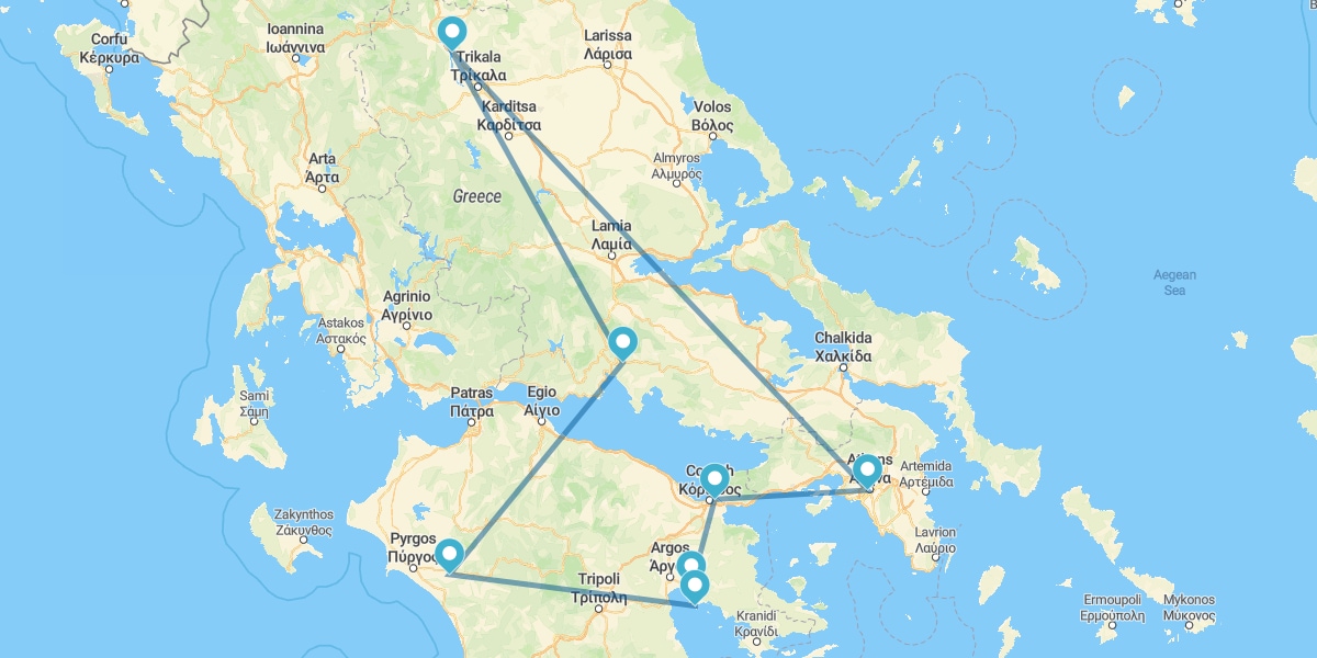 Percorso attraverso il Peloponneso e Meteora