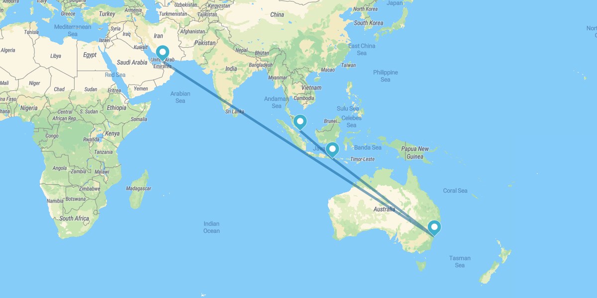 Dubai, Sydney, Bali e Singapore