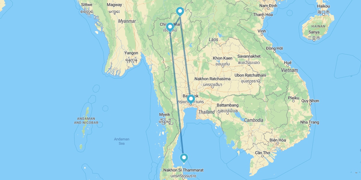 Bangkok, Chiang Rai, Chiang Mai e Koh Samui