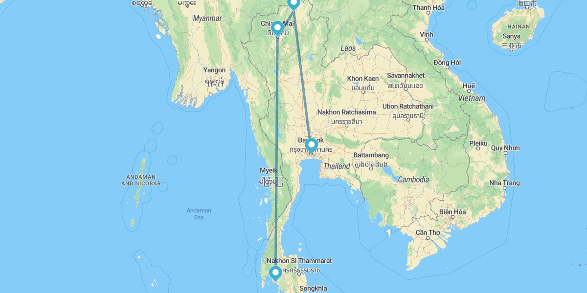 Bangkok, Chiang Rai, Chiang Mai e Krabi