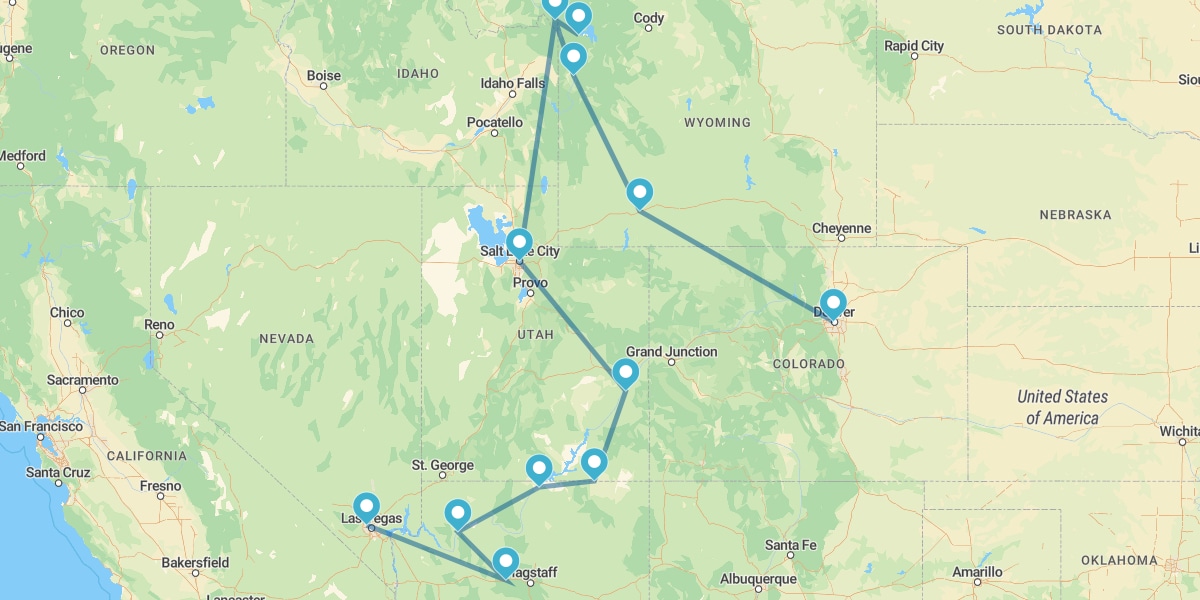 Percorso nei Grandi Parchi del West Americano