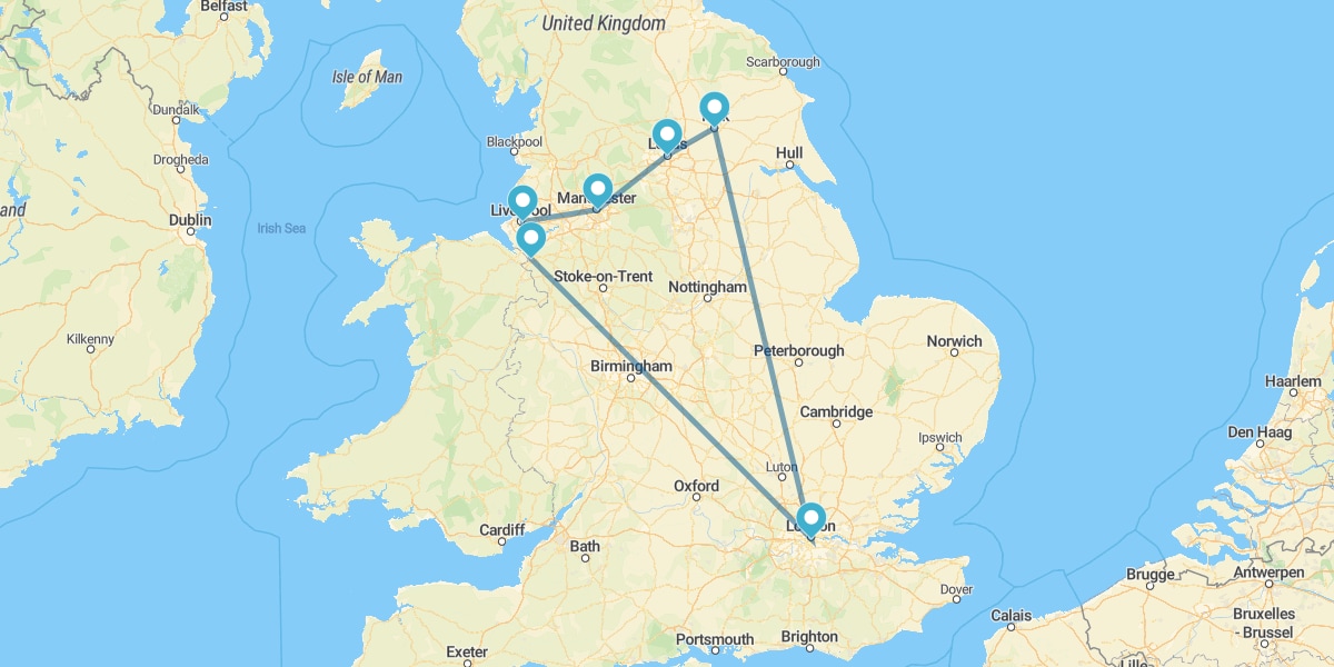 Percorso nelle Grandi Città del Nord dell'Inghilterra