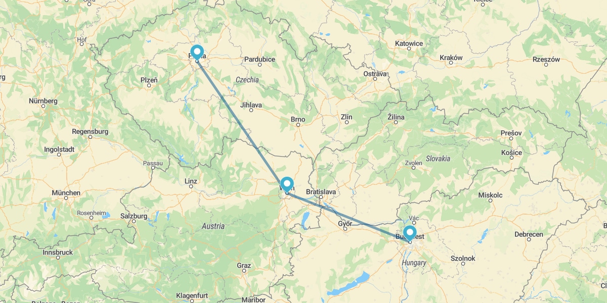 Budapest, Viena e Praga in treno com visite