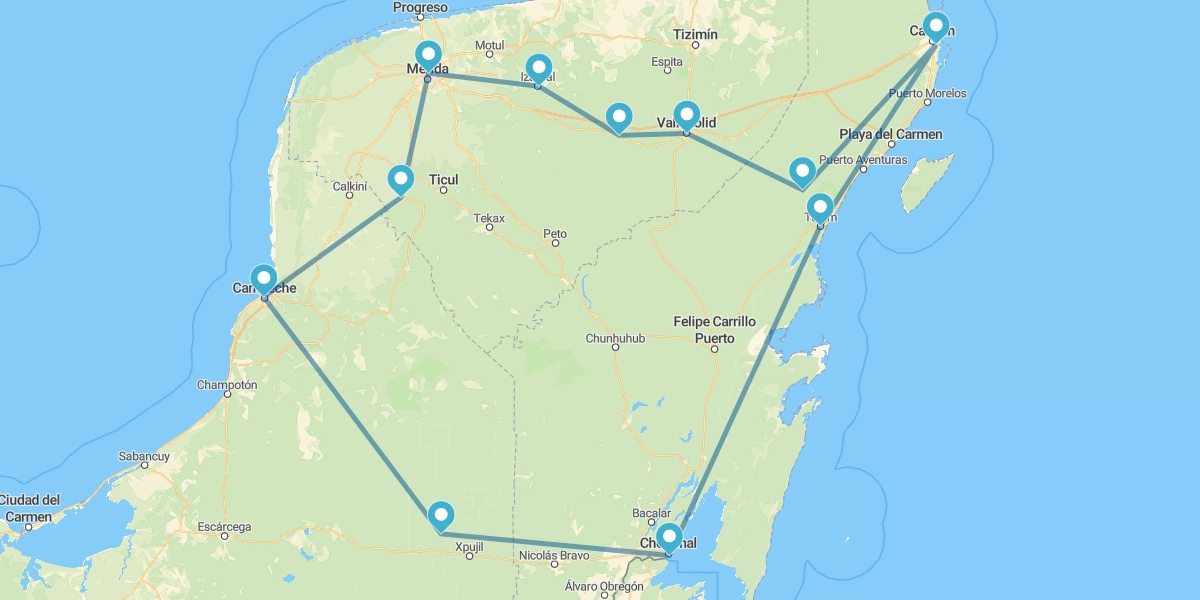 Percorso attraverso le Misteriose Città Maya