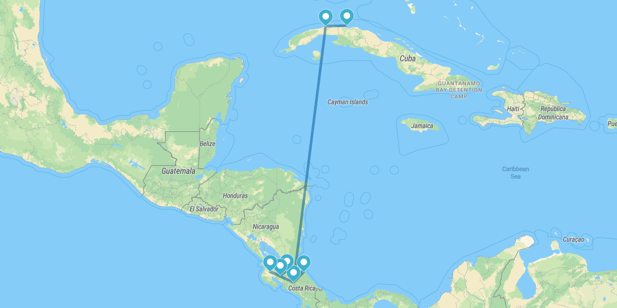 Tortuguero, Arenal, Monteverde, L'Avana e Varadero