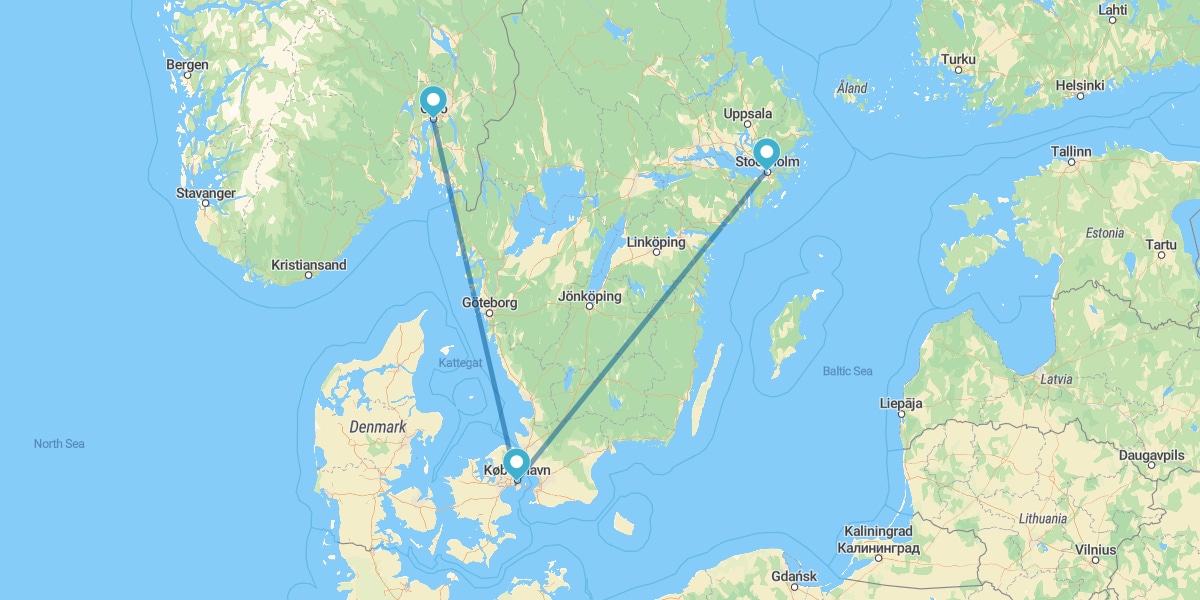 Stoccolma, Copenhagen ed Oslo in aereo