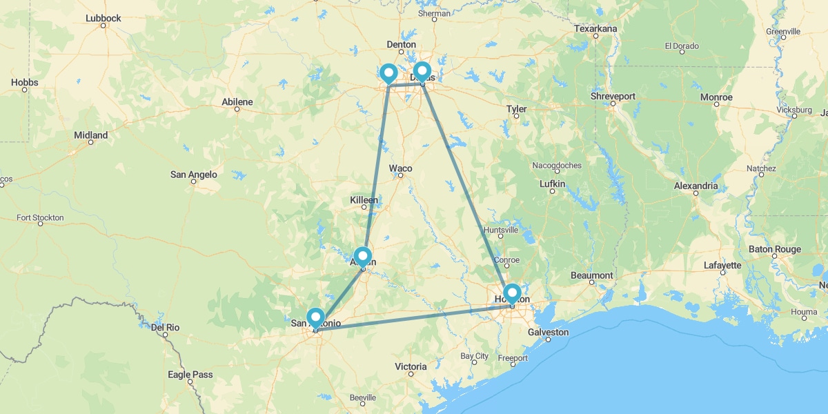 Percorso per il Triangolo di Texas