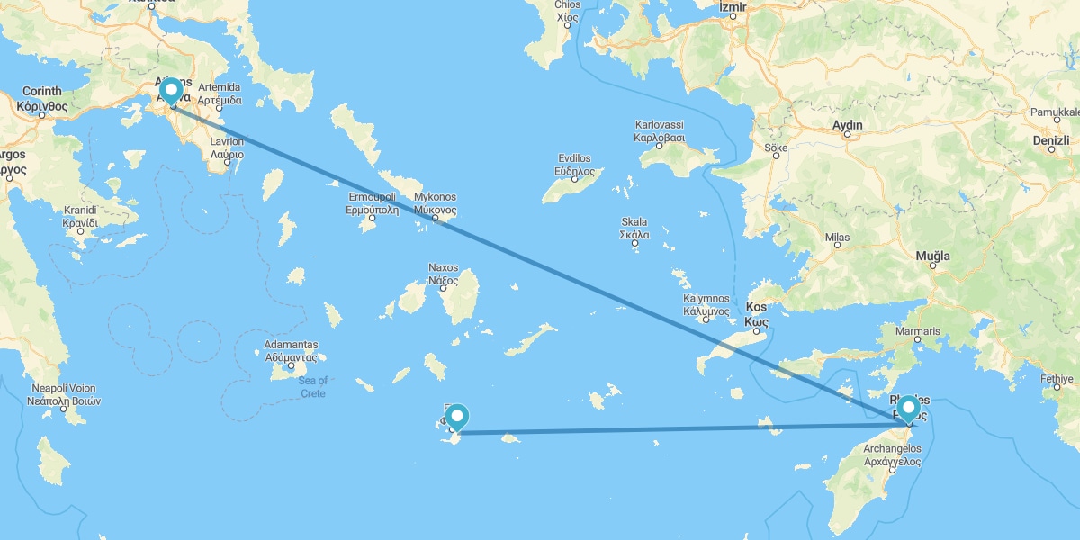 Atene, Rodi e Santorini in aereo