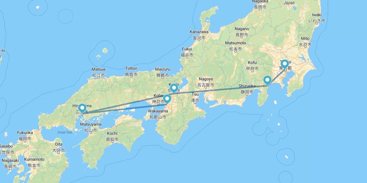 Tokyo, Hakone, Kyoto, Hiroshima e Osaka