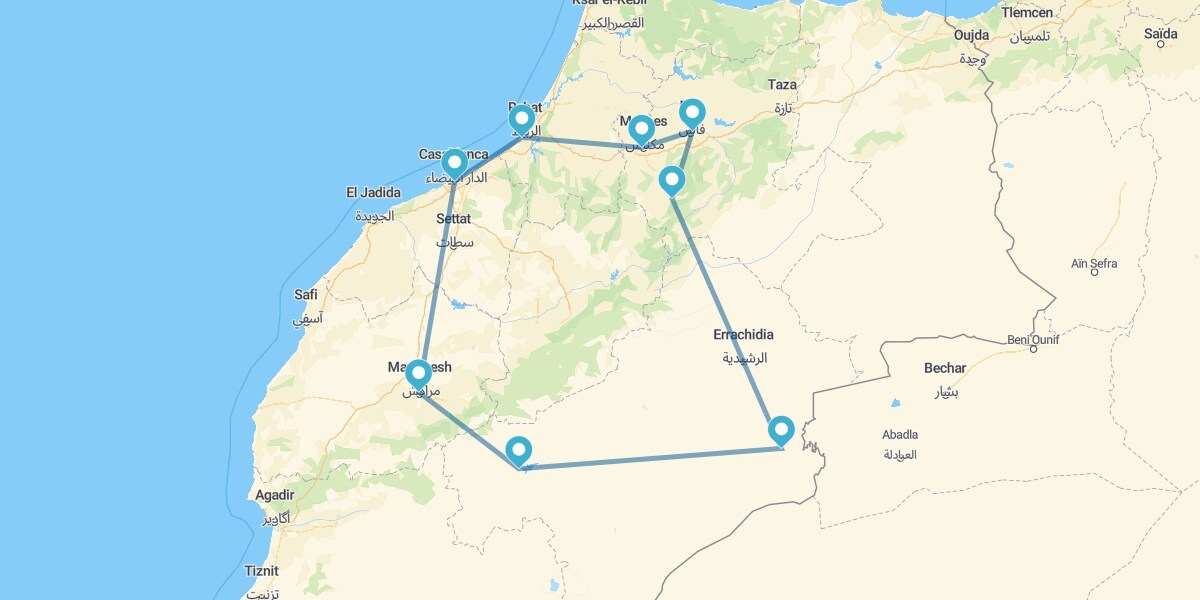 Città imperiali e deserto nei riad da Casablanca