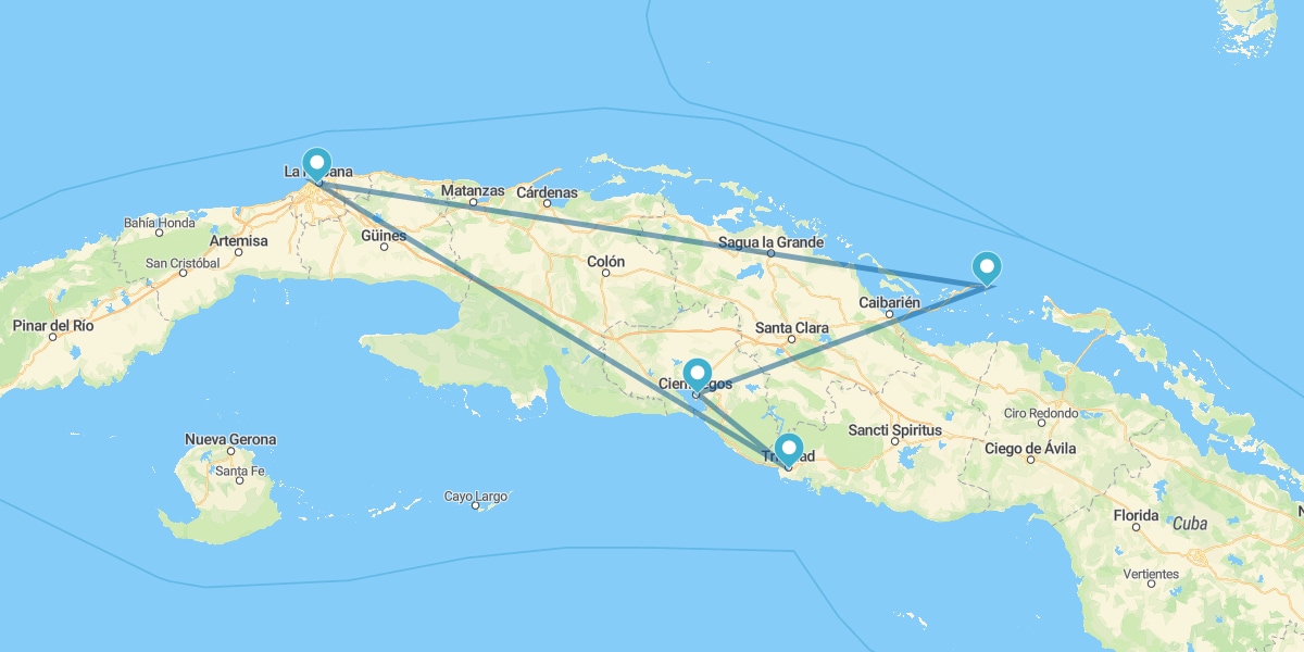 L'Avana, Guamá, Trinidad, Cienfuegos e Santa Maria