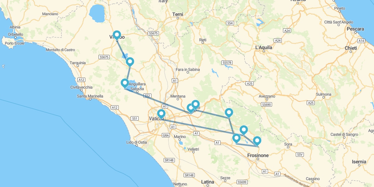 Percorso per la Costa del Lazio