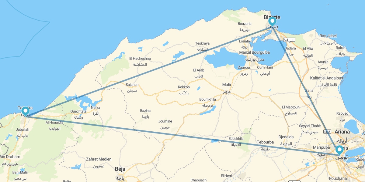 Tunisia settentrionale con Biserta, Tabarka e Dougga