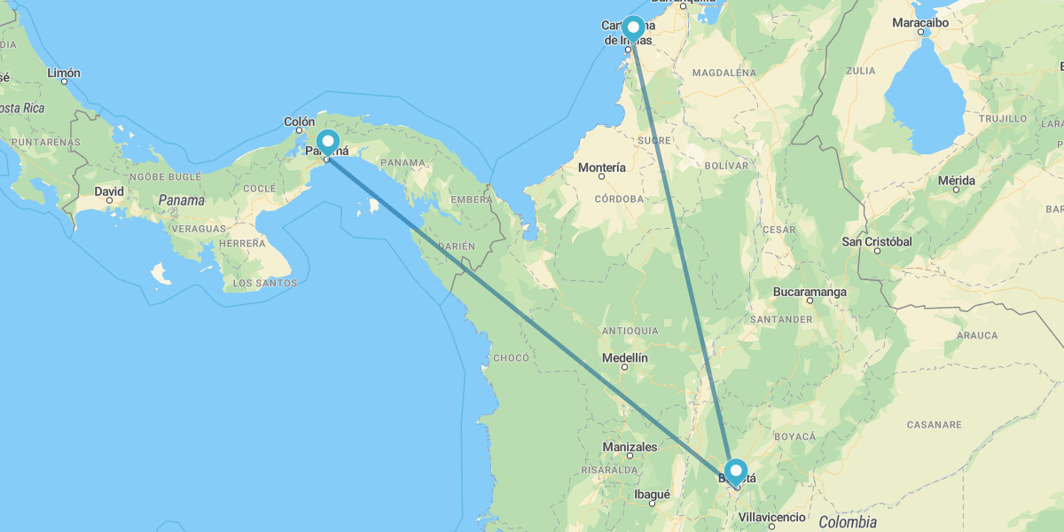 Città di Panama, Bogotá e Cartagena de Indias