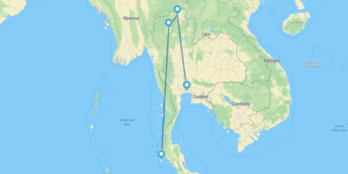 Bangkok, Chiang Rai, Chiang Mai e Phuket