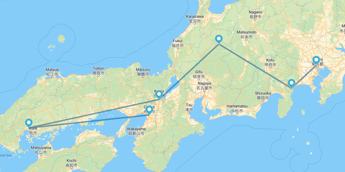 Tokyo, Hakone, Kyoto, Hiroshima e Osaka