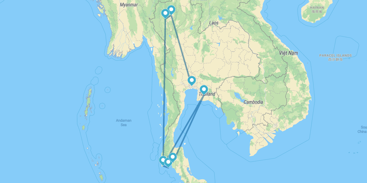 Bangkok, Chiang Mai, Doi Inthanon, Phuket, Khao Sok e Krabi