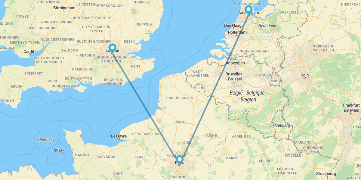 Londra, Parigi e Amsterdam in treno