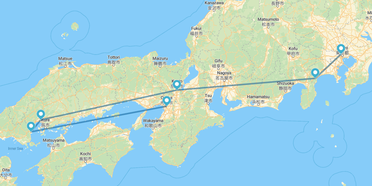 Tokyo, Hakone, Kyoto, Hiroshima, Miyajima e Osaka