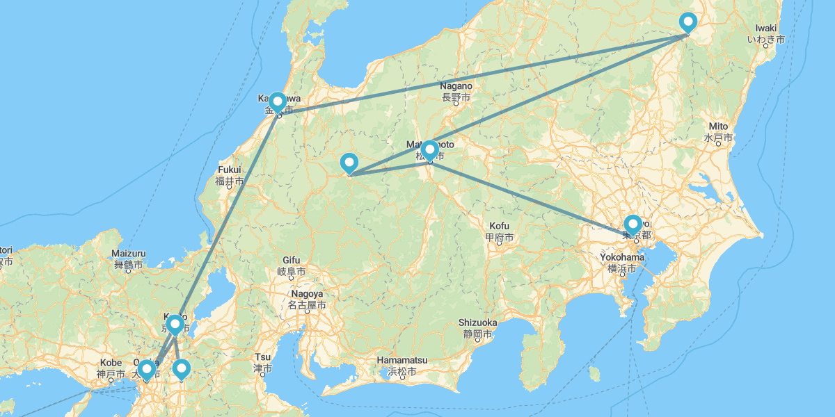 Osaka, Kyoto, Kanazawa, Takayama, Matsumoto e Tokyo