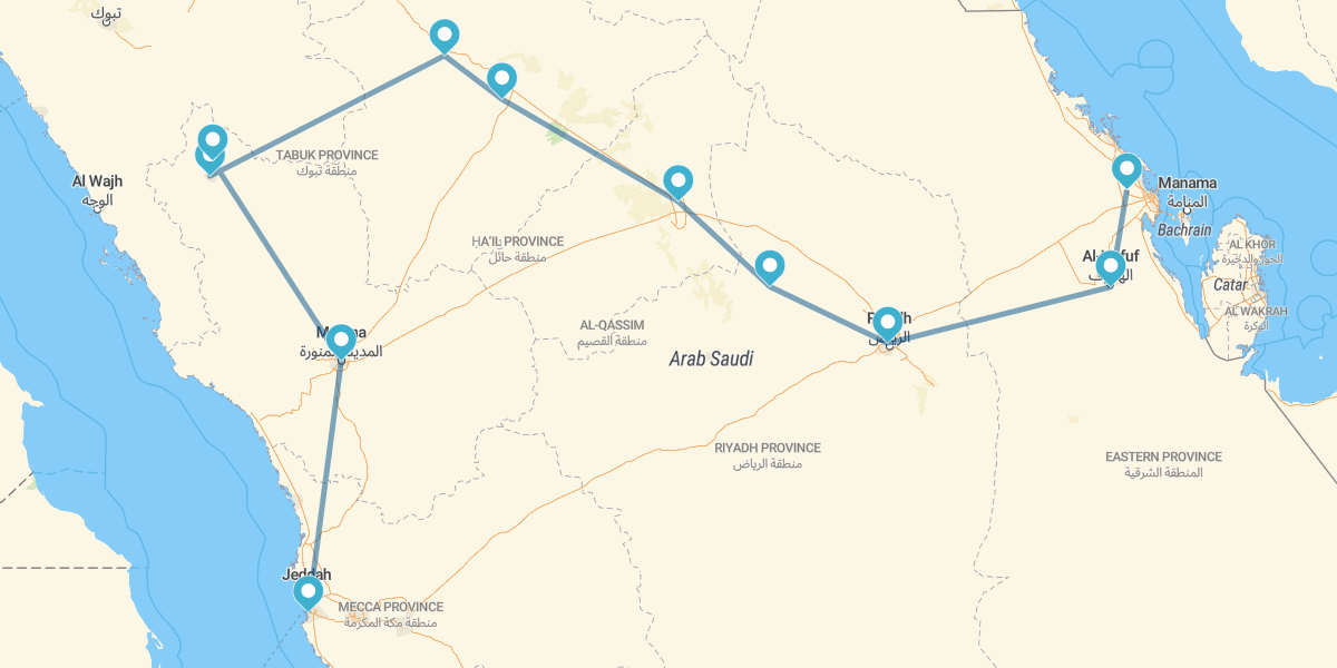 Itinerario da Damman a Gedda