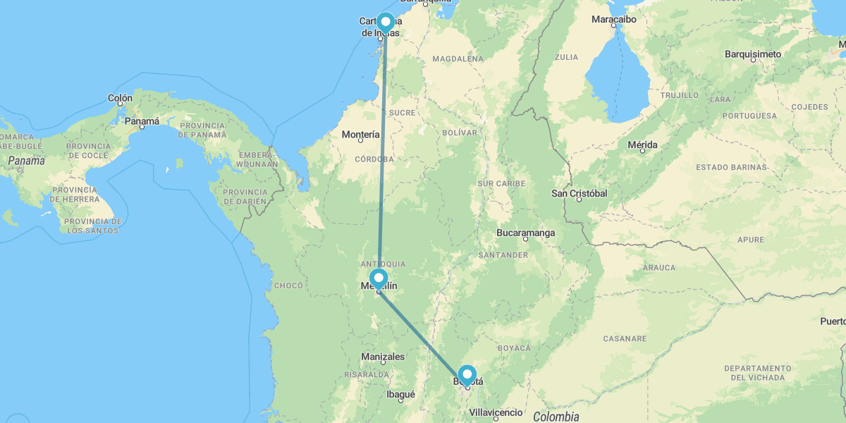 Bogotá, Medellín e Cartagena de Indias