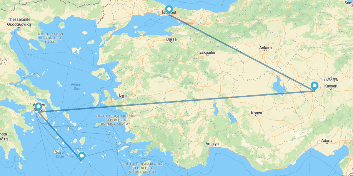 Istanbul, Cappadocia, Atene e Santorini