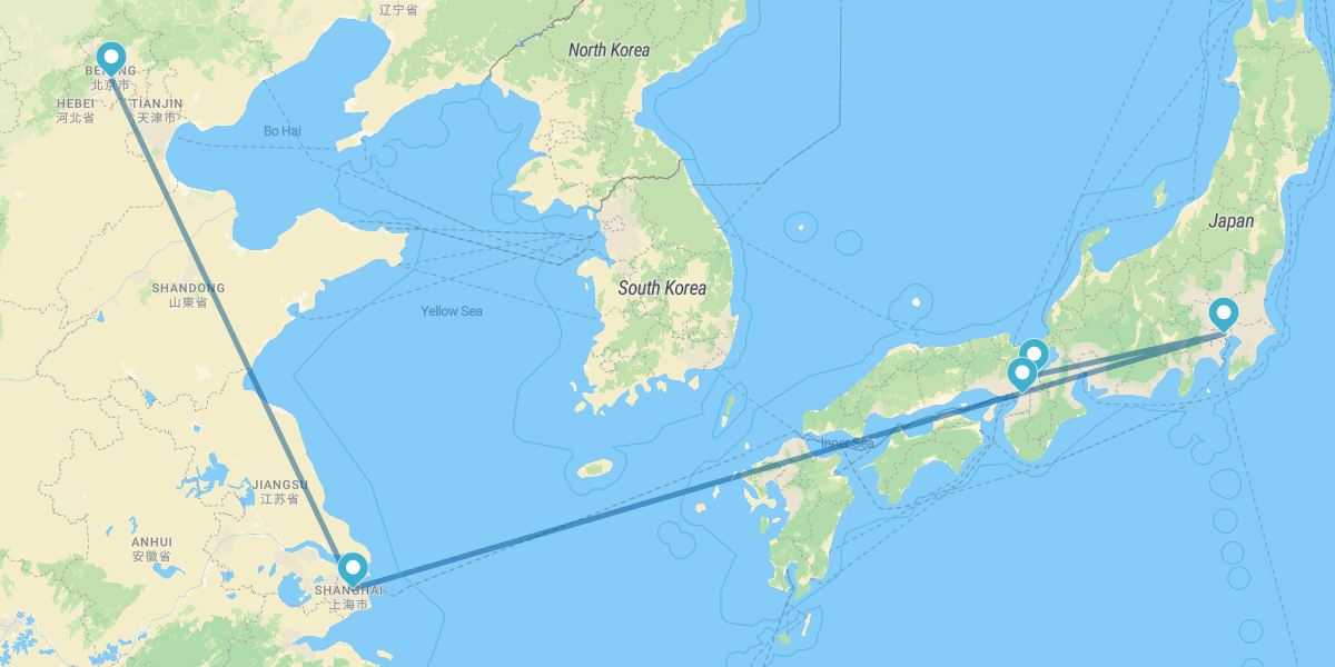 Pechino, Shanghai, Tokyo, Kyoto e Osaka