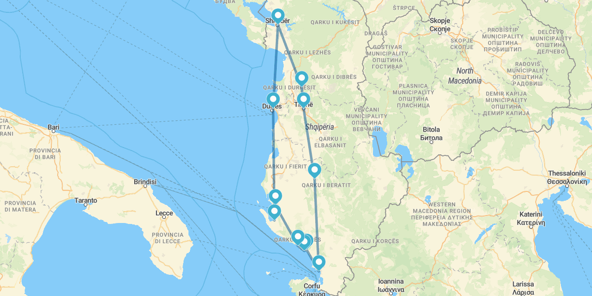 Percoso in auto tra il meglio dell'Albania