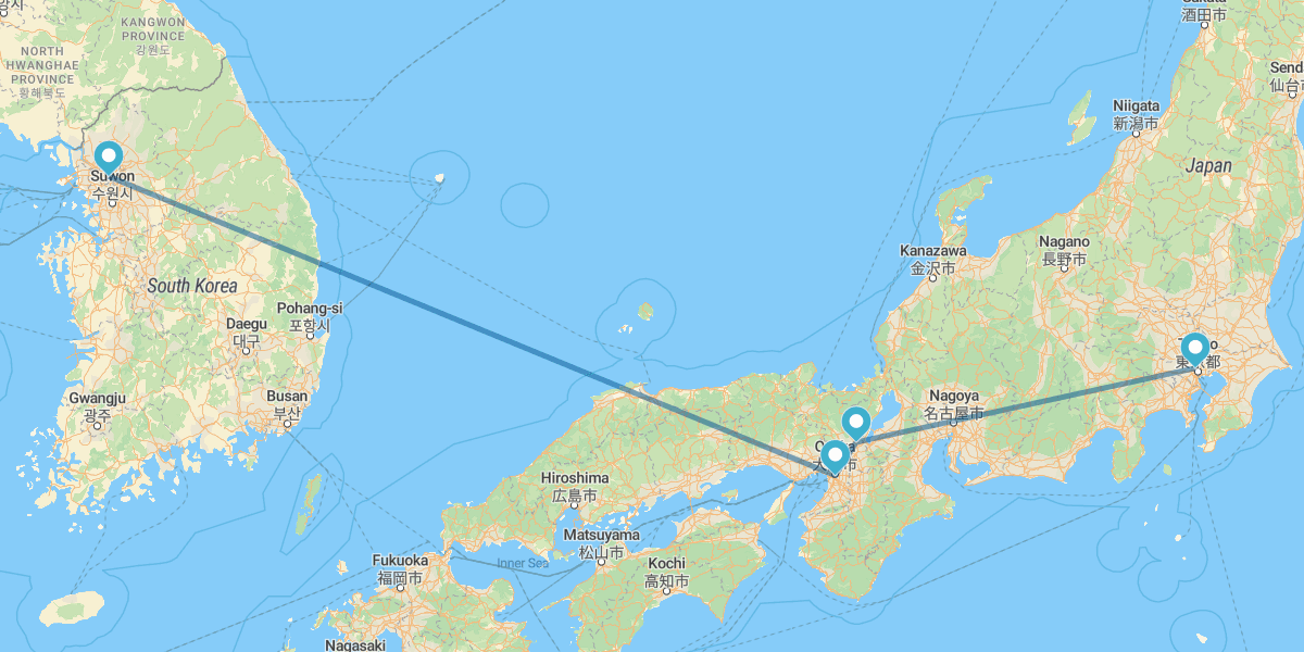Seul, Osaka, Kyoto e Tokyo