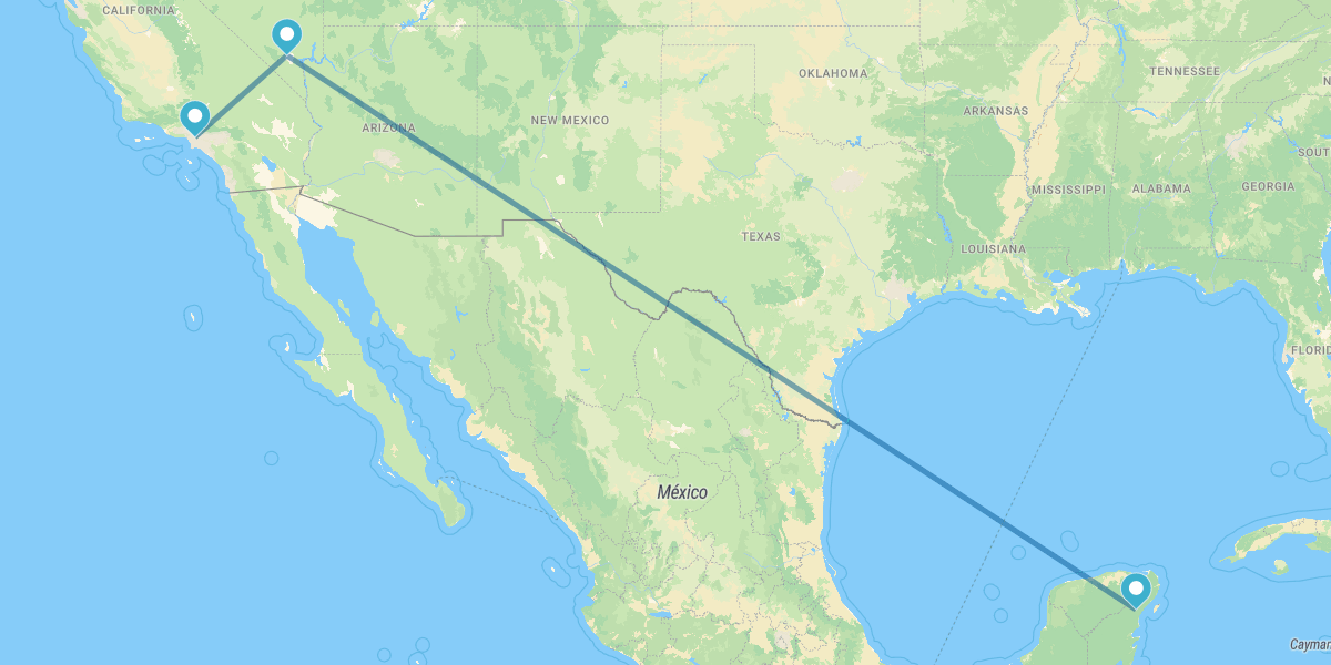 Los Angeles, Las Vegas e Riviera Maya