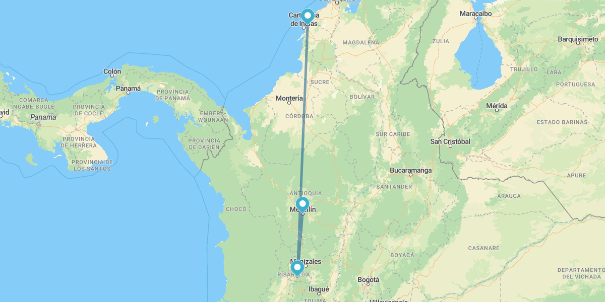 Medellín, Pereira, Asse del Caffè e Cartagena de Indias