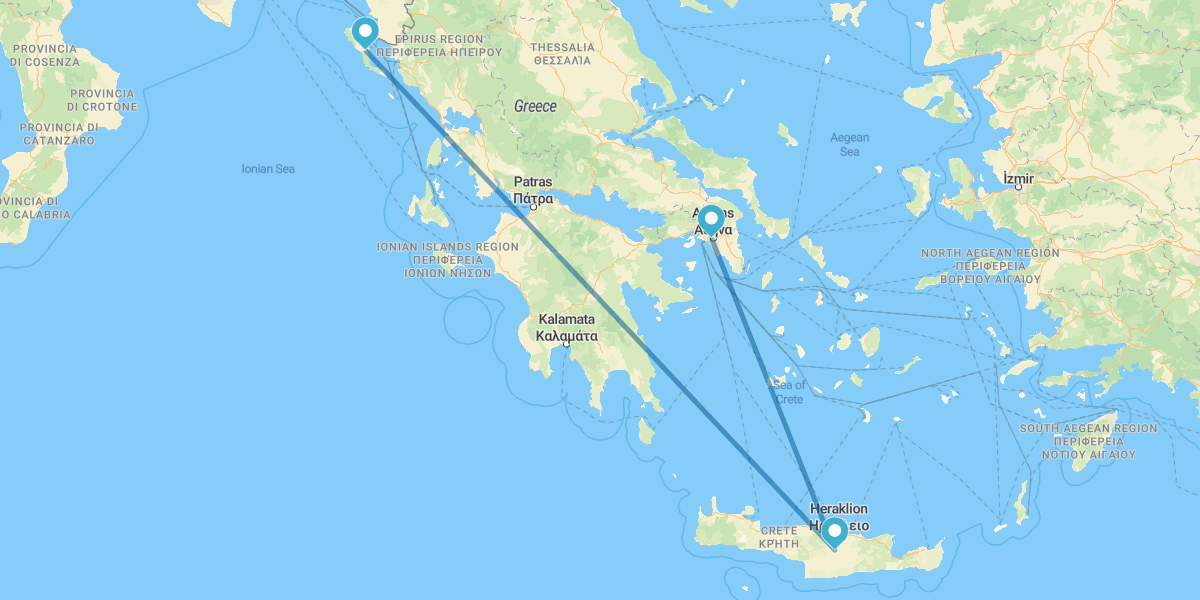 Atene, Creta e Corfù in aereo