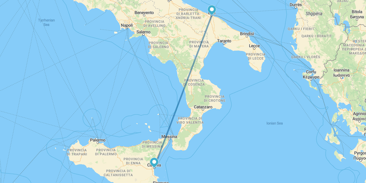 Bari e Catania in aereo