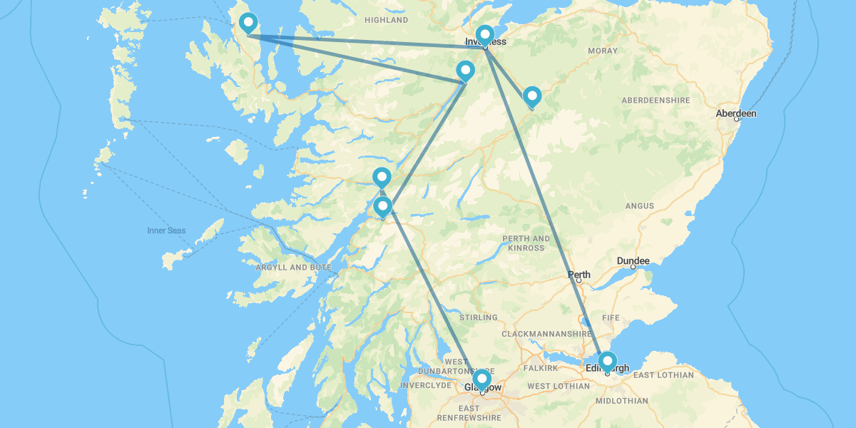Percorso tra il meglio della Scozia con soggiorno sull'Isola di Skye