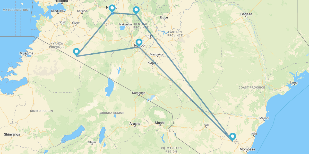 Nairobi, Samburu, Aberdare, Lago Nakuru e Masai Mara