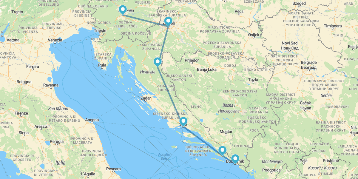 Da Zagabria a Dubrovnik via Lubiana