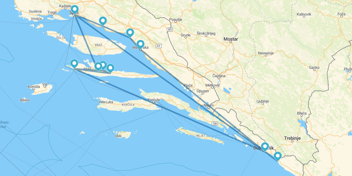 Percorso alla scoperta della Riviera Croata fino a Spalato