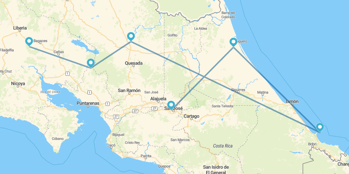 Tortuguero, Caraibi, Arenal, Monteverde e Guanacaste