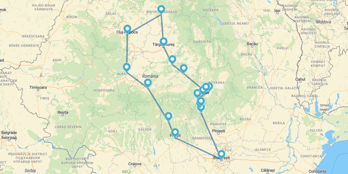 Percorso in Transilvania, Bucovina e Carpazi