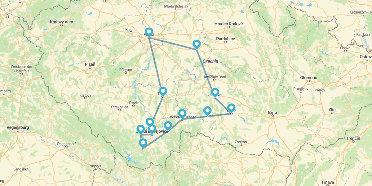 Percorso attraverso Boemia e Moravia